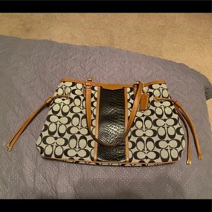 COACH Black & Brown Drawstring Shoulder Bag